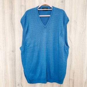 Lyle & Scott Mens Cable Knit Sweater Vest Size XXL‎ Blue Preppy Classic Office